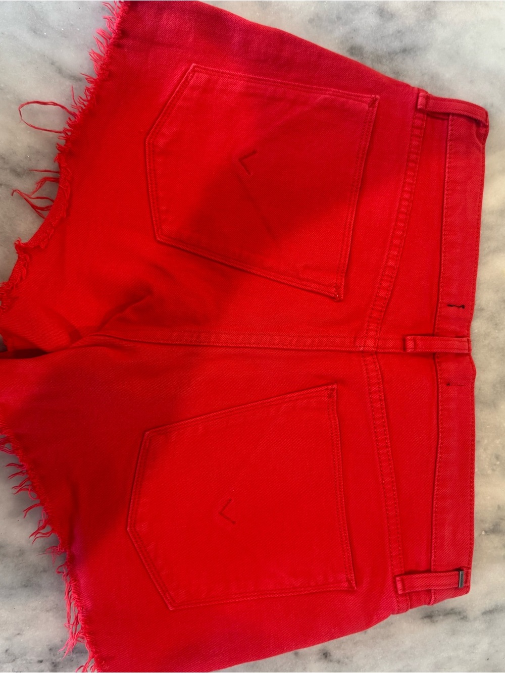 Hudson Jeans Gemma Red Frayed Hem Denim Shorts - Picture 4 of 4